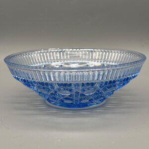 Vintage Indiana Glass Bowl Ice Blue Depression Windsor Button and Cane Glass